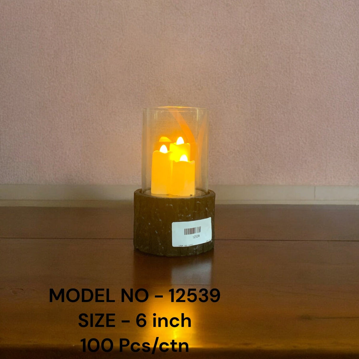 LED Candle in Glass Holder Pack of 3