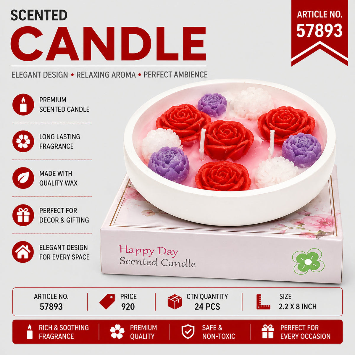 Happy Day Floral Scented Candle Pack of 2