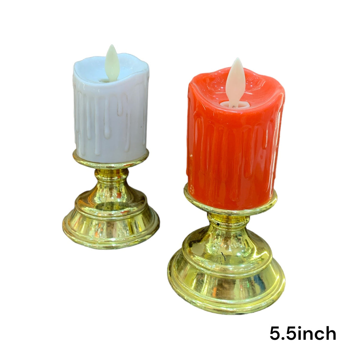 LED Pillar Candle with Gold Stand Pack of 6