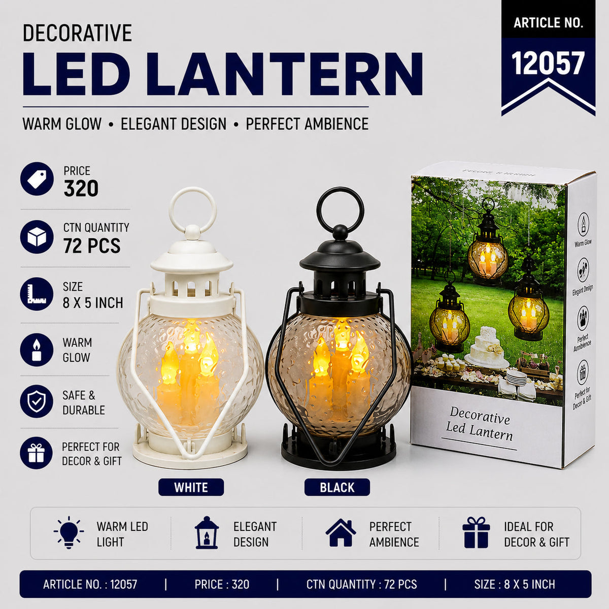 Decorative LED Lantern Pack of 3