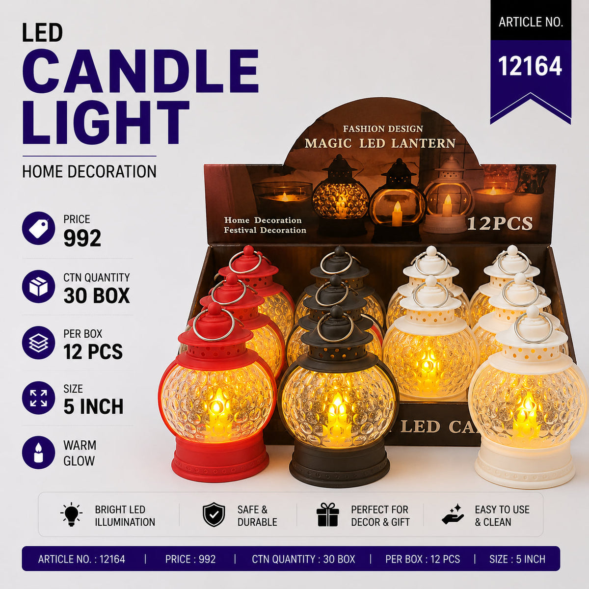Decorative LED Lantern Candle Pack of 24