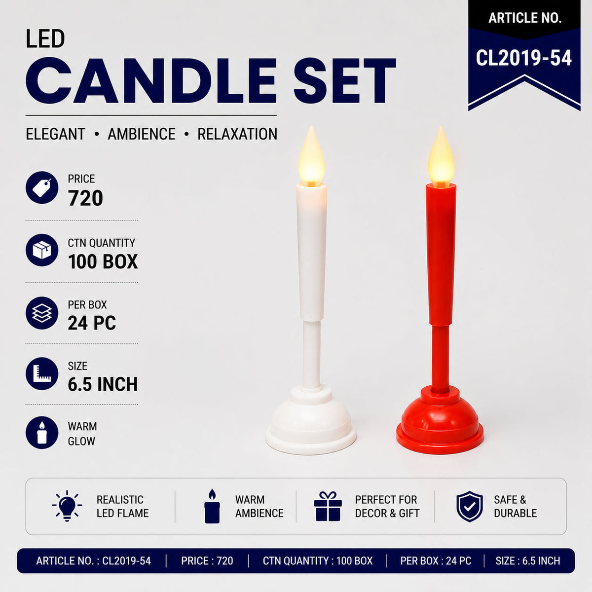 LED Candle Set with Stand Pack of 48