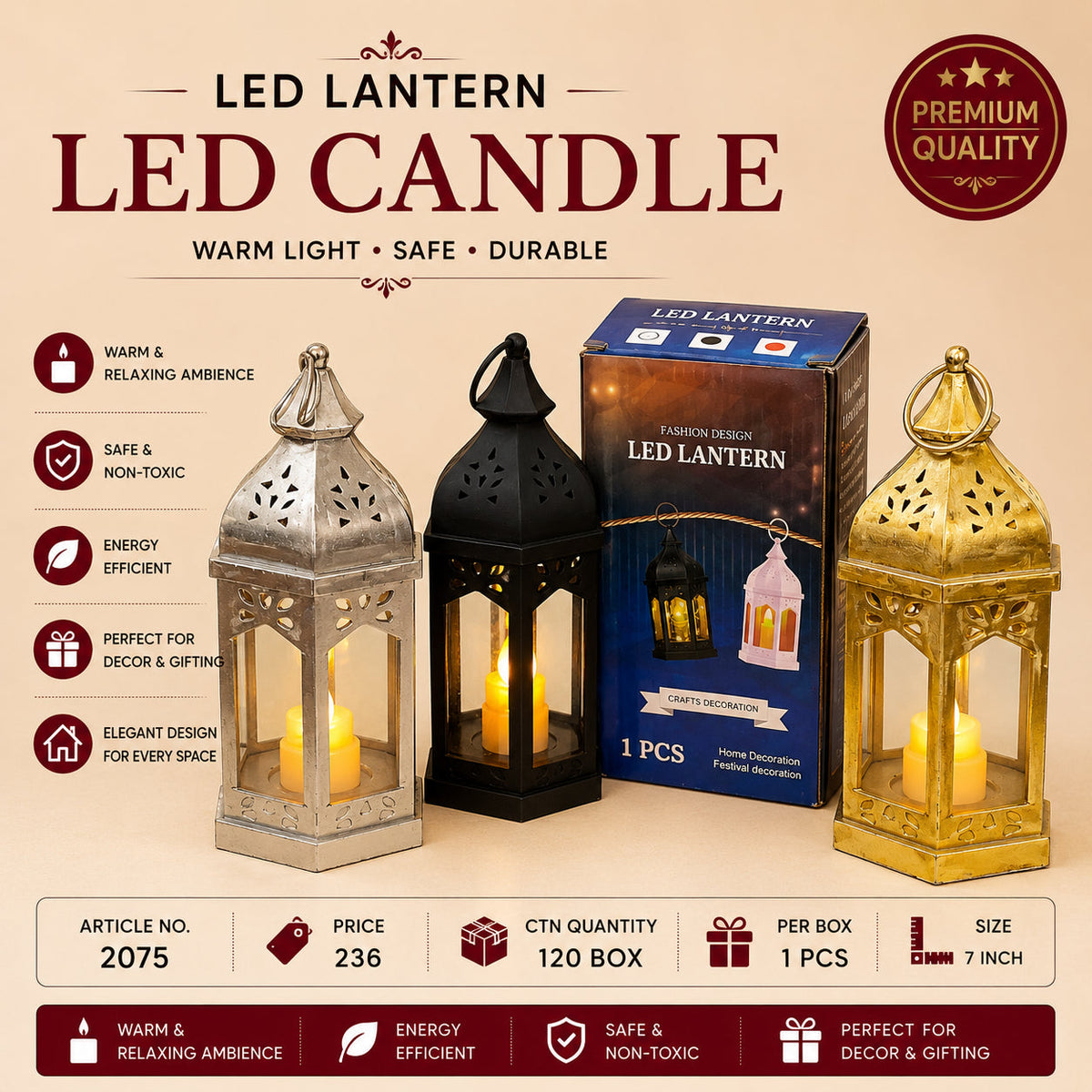 Decorative LED Lantern Pack of 3