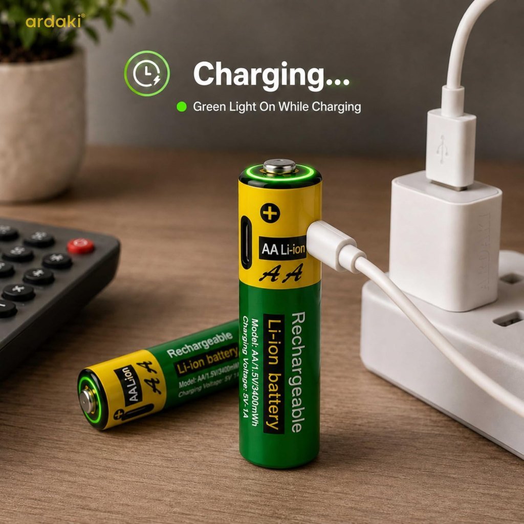 2 Pcs Type C Rechargeable Batteries