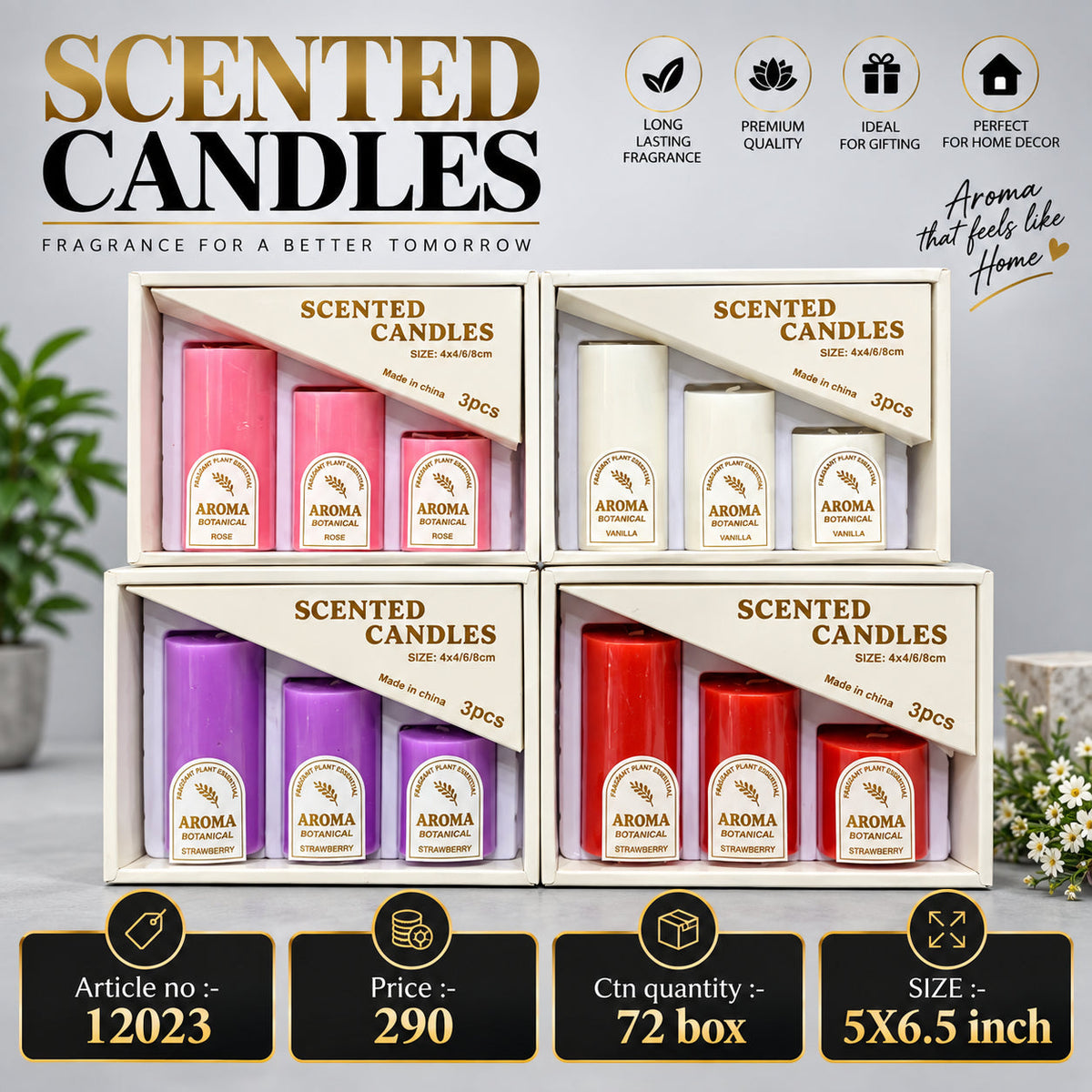 Aroma Botanical Scented Candle Set Pack of 9