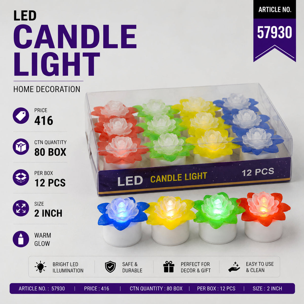Rose Flower LED Candle Light Pack of 36