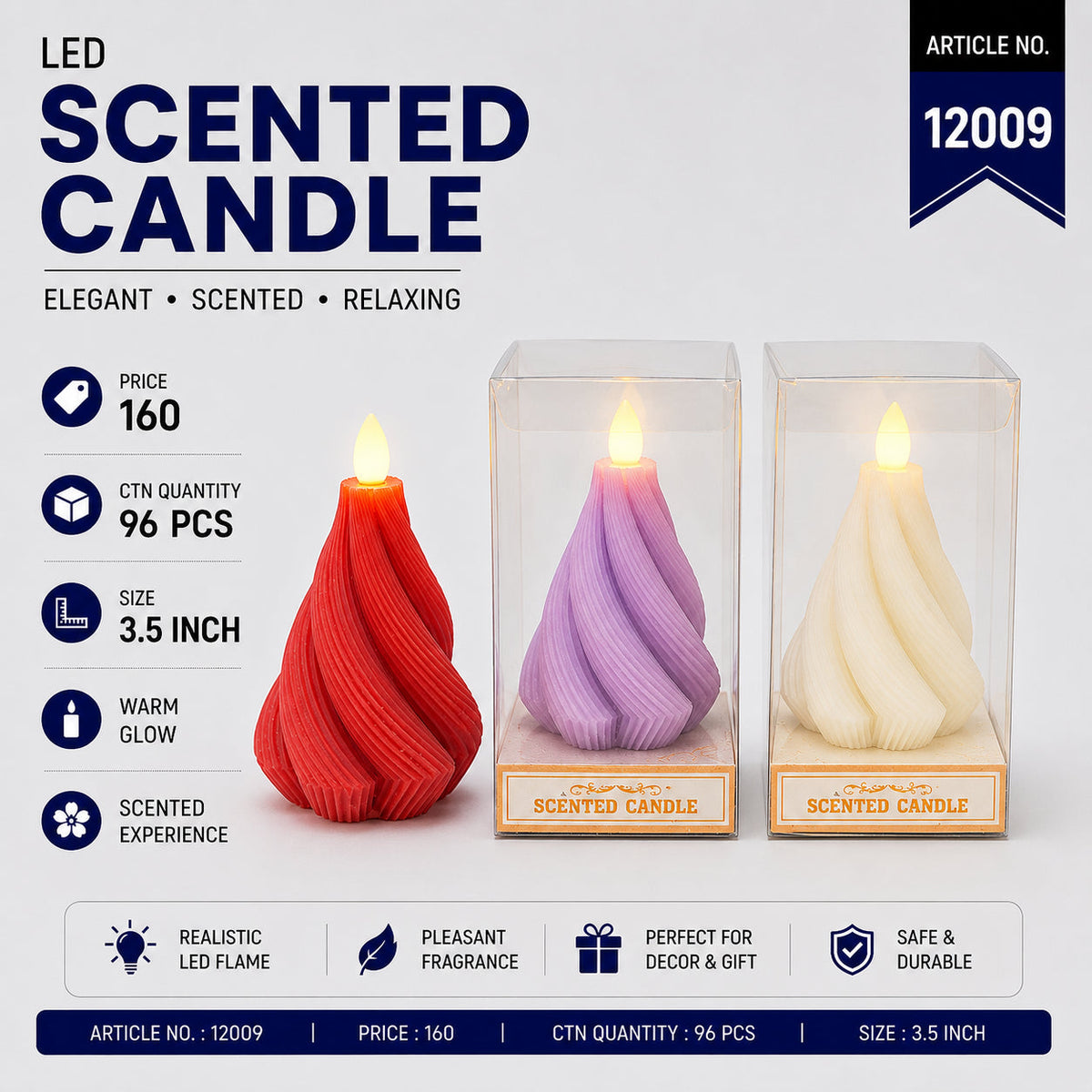 LED Scented Spiral Candle Pack of 6