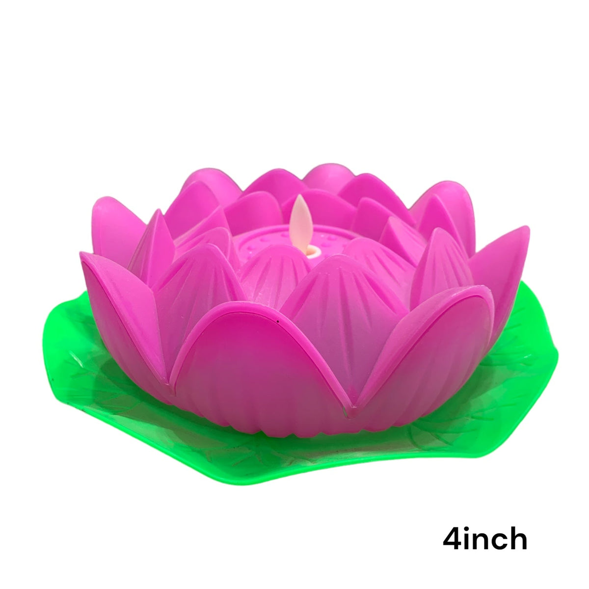 Lotus Flower LED Candle with Leaf Stand Pack of 3