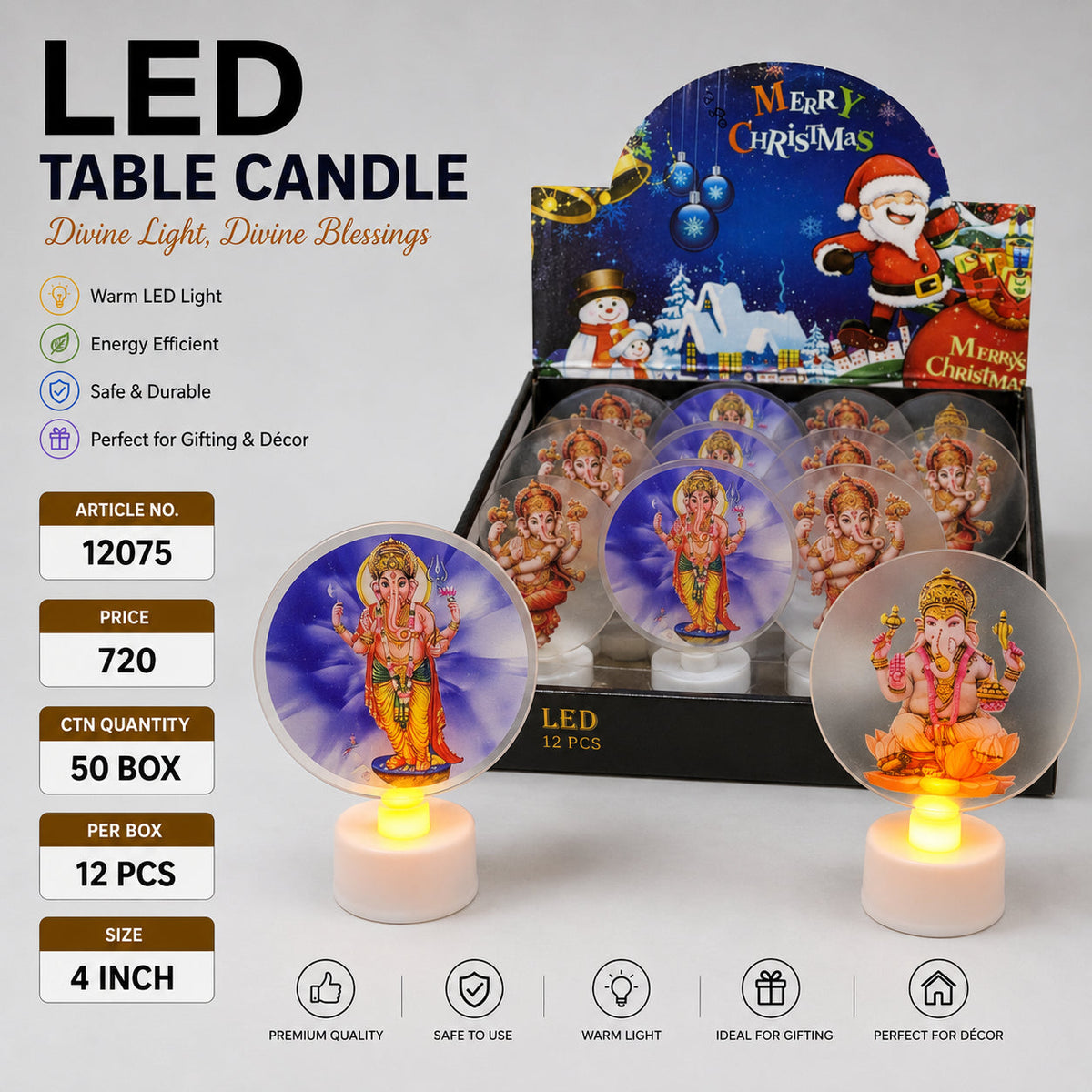 Ganesh Ji LED Table Candle Pack of 24