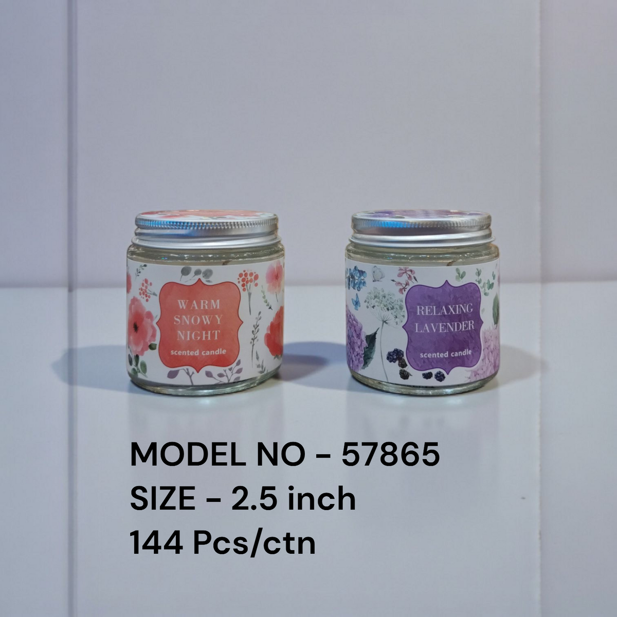 Floral Glass Jar Scented Candle Pack of 6