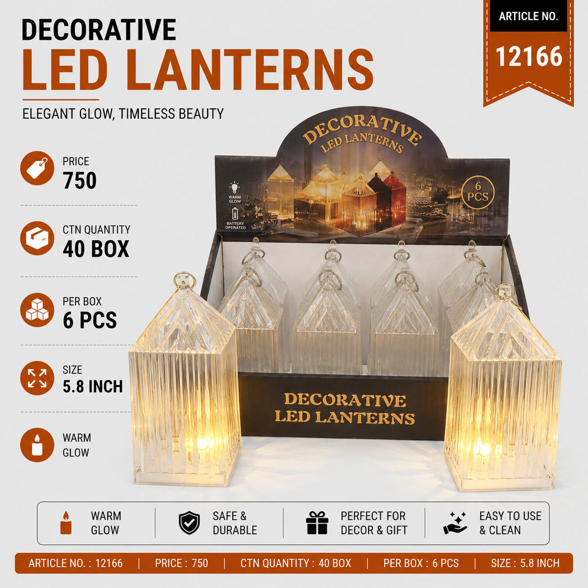 Decorative LED Lanterns Pack of 12