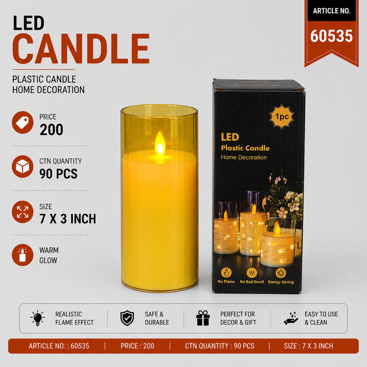 LED Plastic Candle Pack of 6
