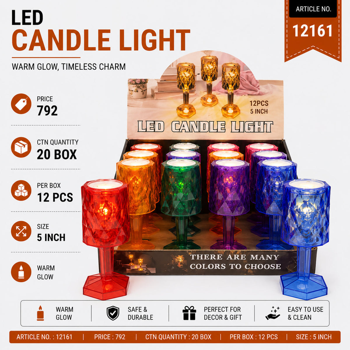 Faceted LED Candle Light Pack of 24