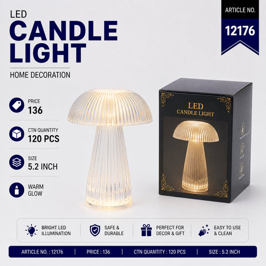 Ribbed Mushroom LED Candle Lamp Pack of 6