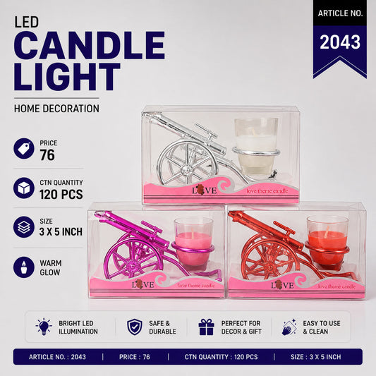 Love Theme Cannon LED Candle Pack of 12