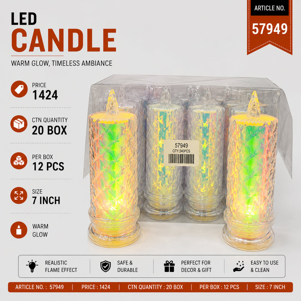 Star Pattern LED Candle Pack of 24