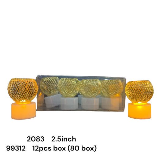 Gold Mesh Sphere LED Candle Pack of 24