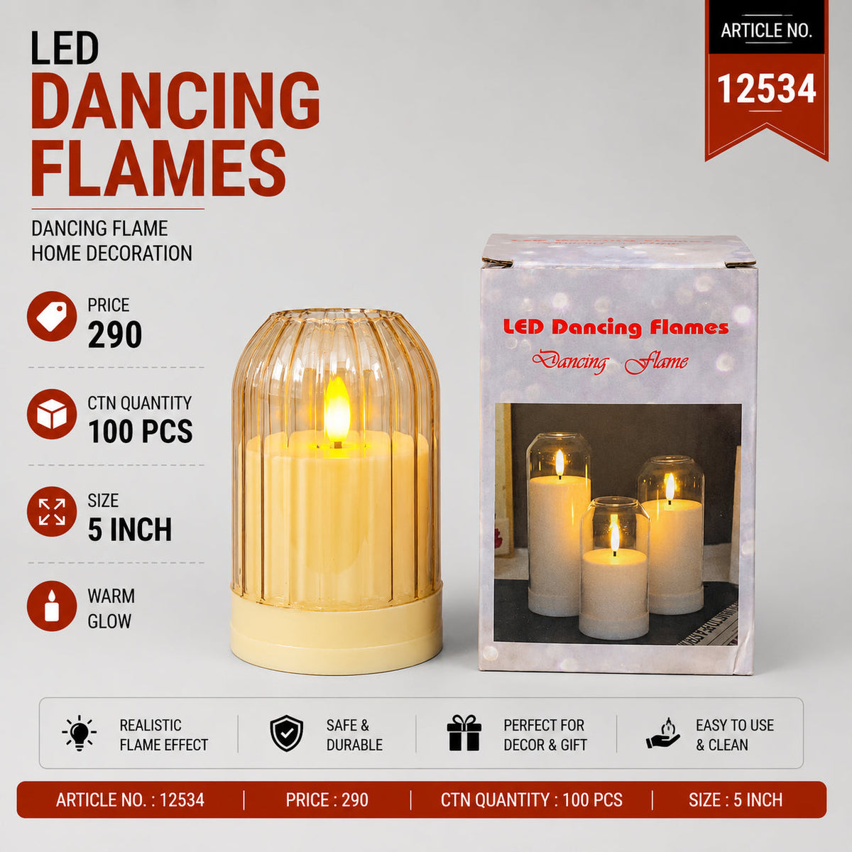 LED Dancing Flame Candle Lantern Pack of 3
