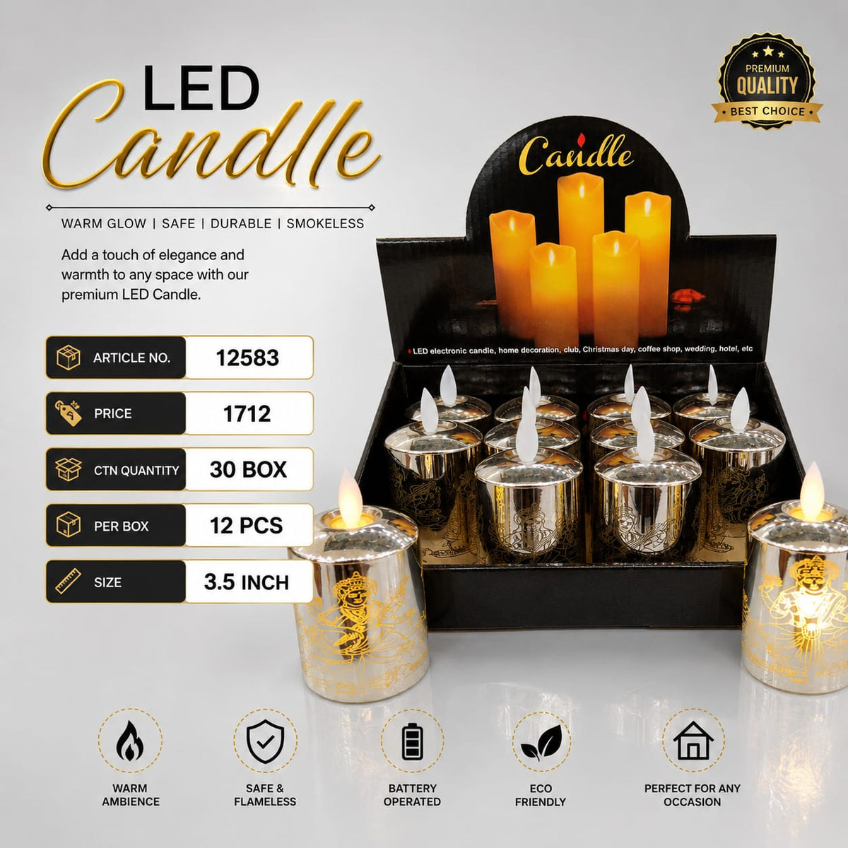 Ganesh Ji LED Candle (Single Piece)