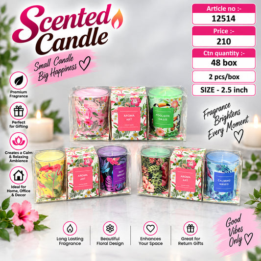 Floral Scented Glass Jar Candle Pack of 6