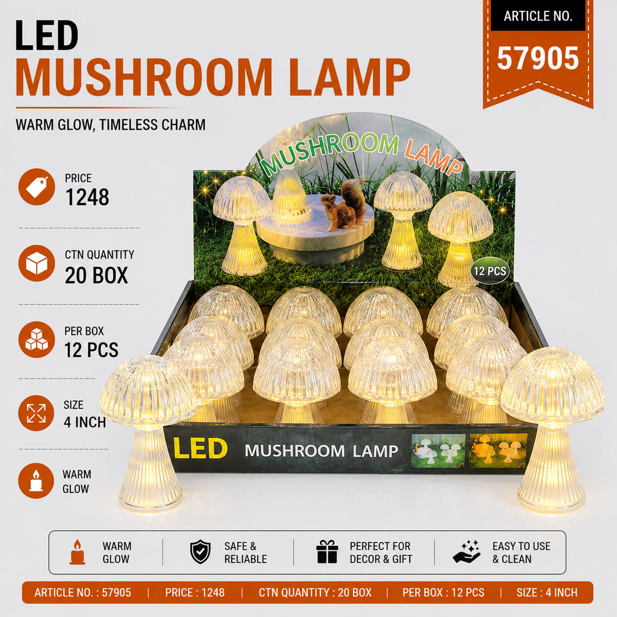 LED Mushroom Lamp Pack of 24