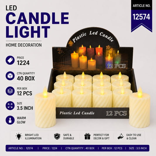Plastic LED Pillar Candle Pack of 24