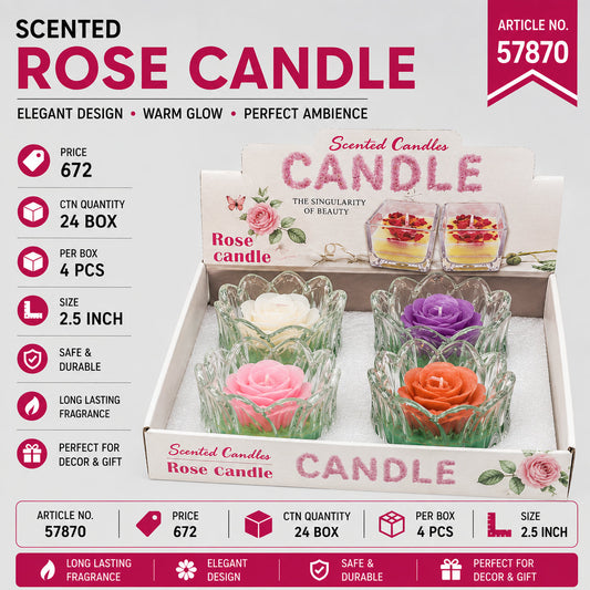 Rose Scented Candle Pack of 8