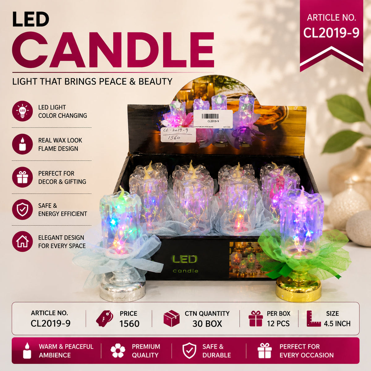 Decorative Color-Changing LED Candle Pack of 24