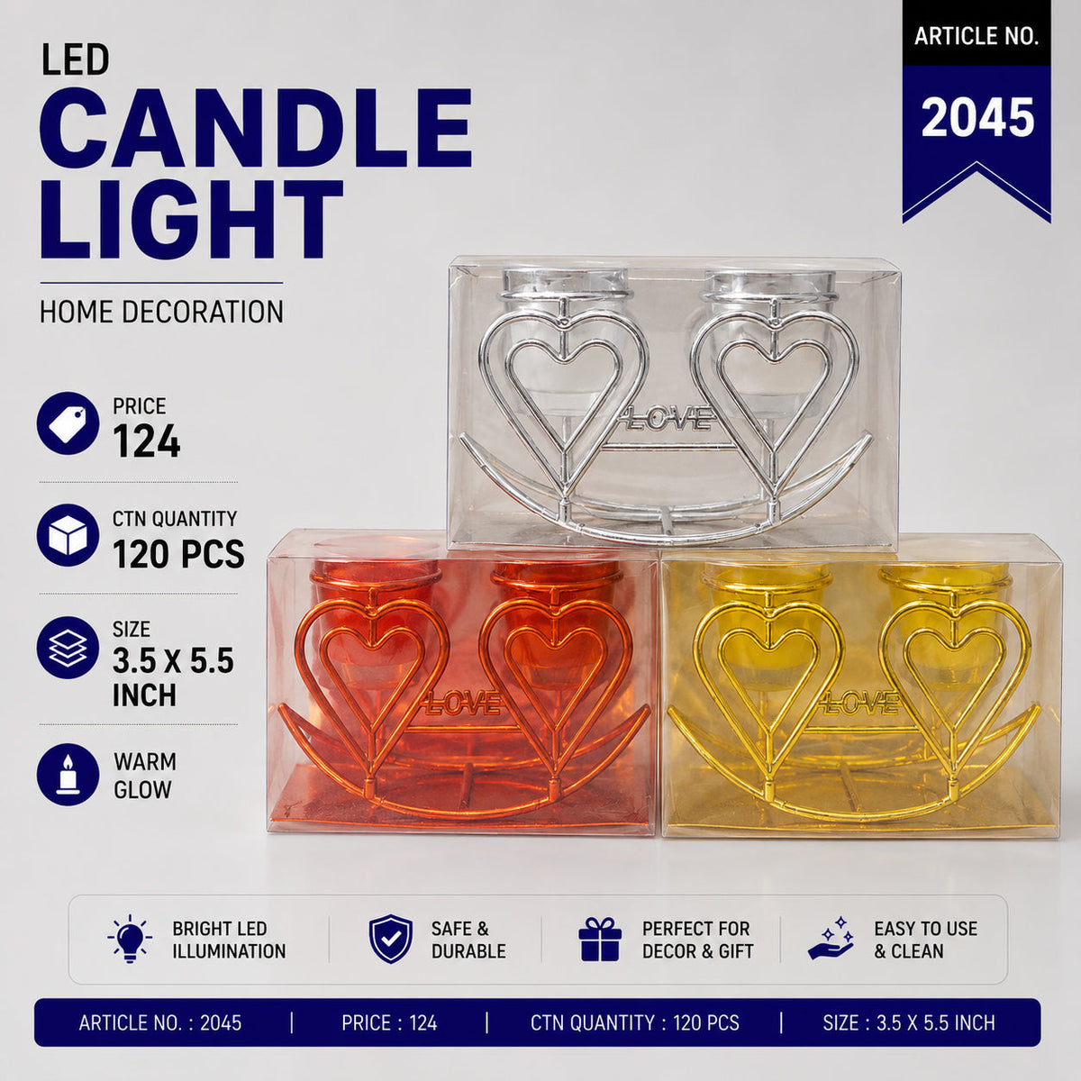 Heart Love LED Candle Light Pack of 6