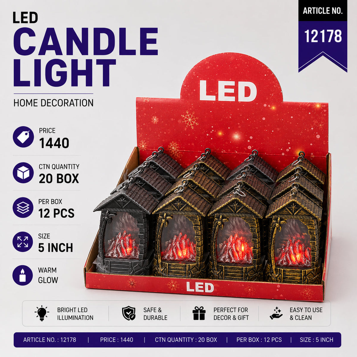 LED Decorative Fireplace Lantern Candle Pack of 24