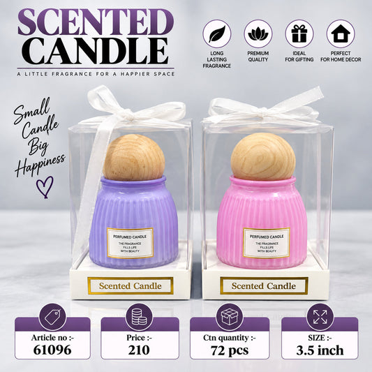 Ribbed Jar Scented Candle with Wooden Lid Pack of 3