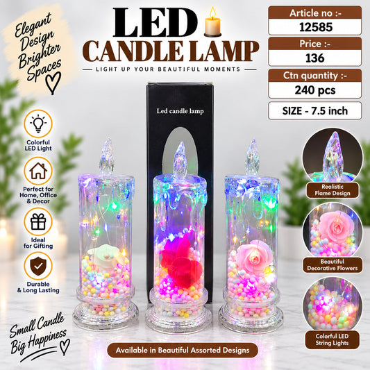 Decorative LED Candle Lamp with Flowers Pack of 6