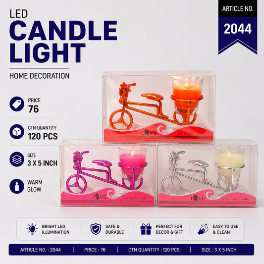 Love Theme Tricycle LED Candle Holder Pack of 12