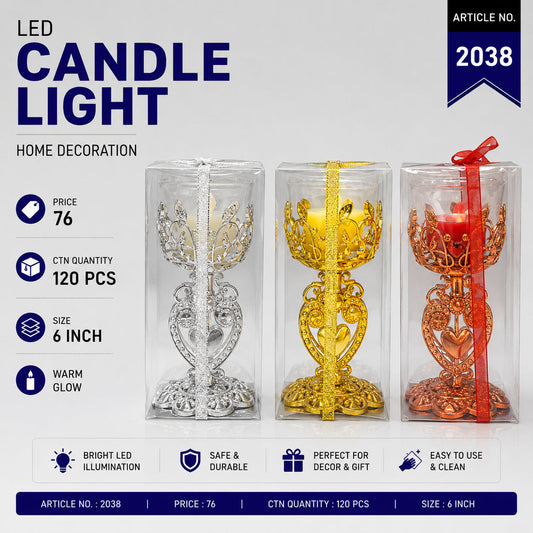 Ornate LED Goblet Stand Candle Pack of 12