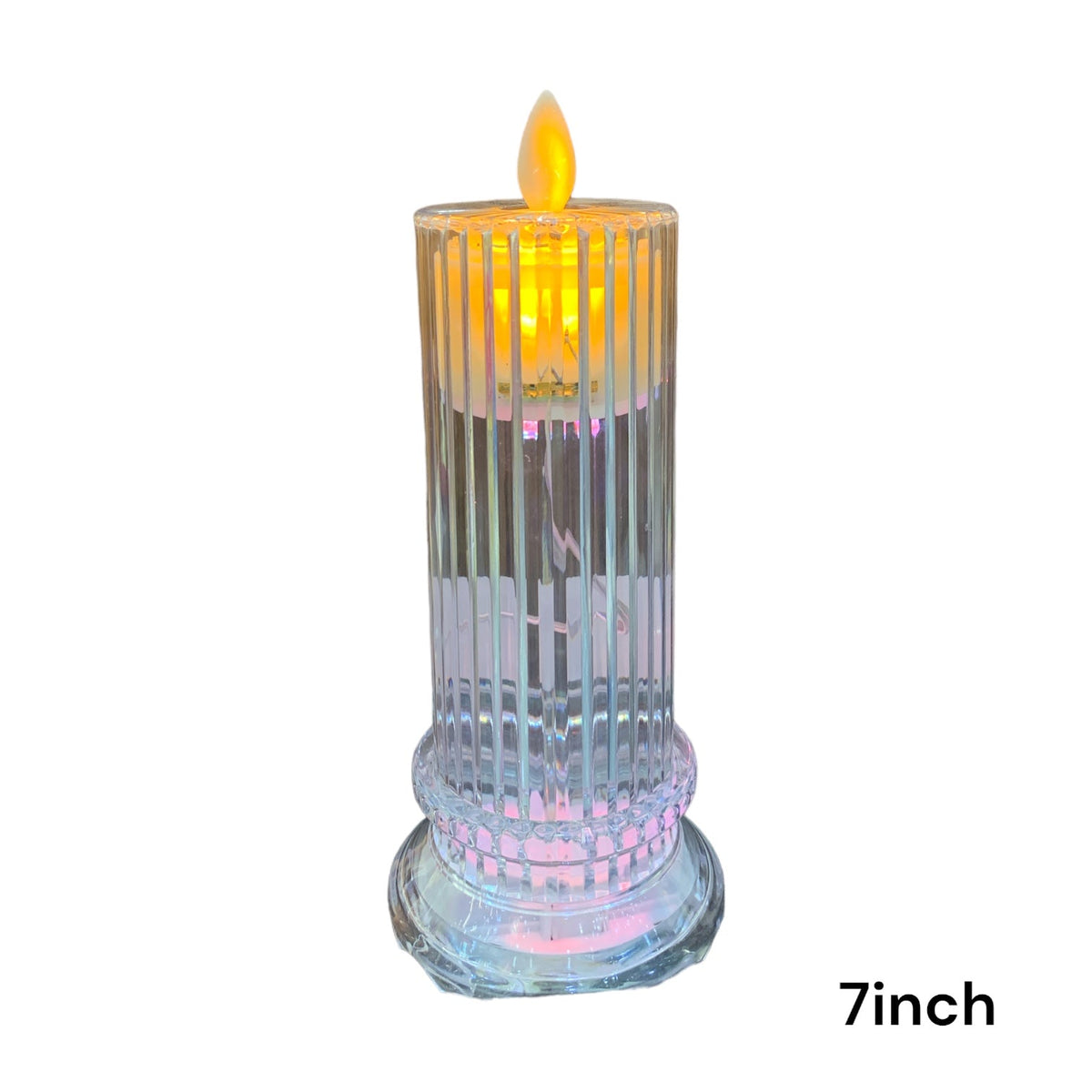 7-Inch Crystal Ribbed LED Candle Lamp Pack of 3