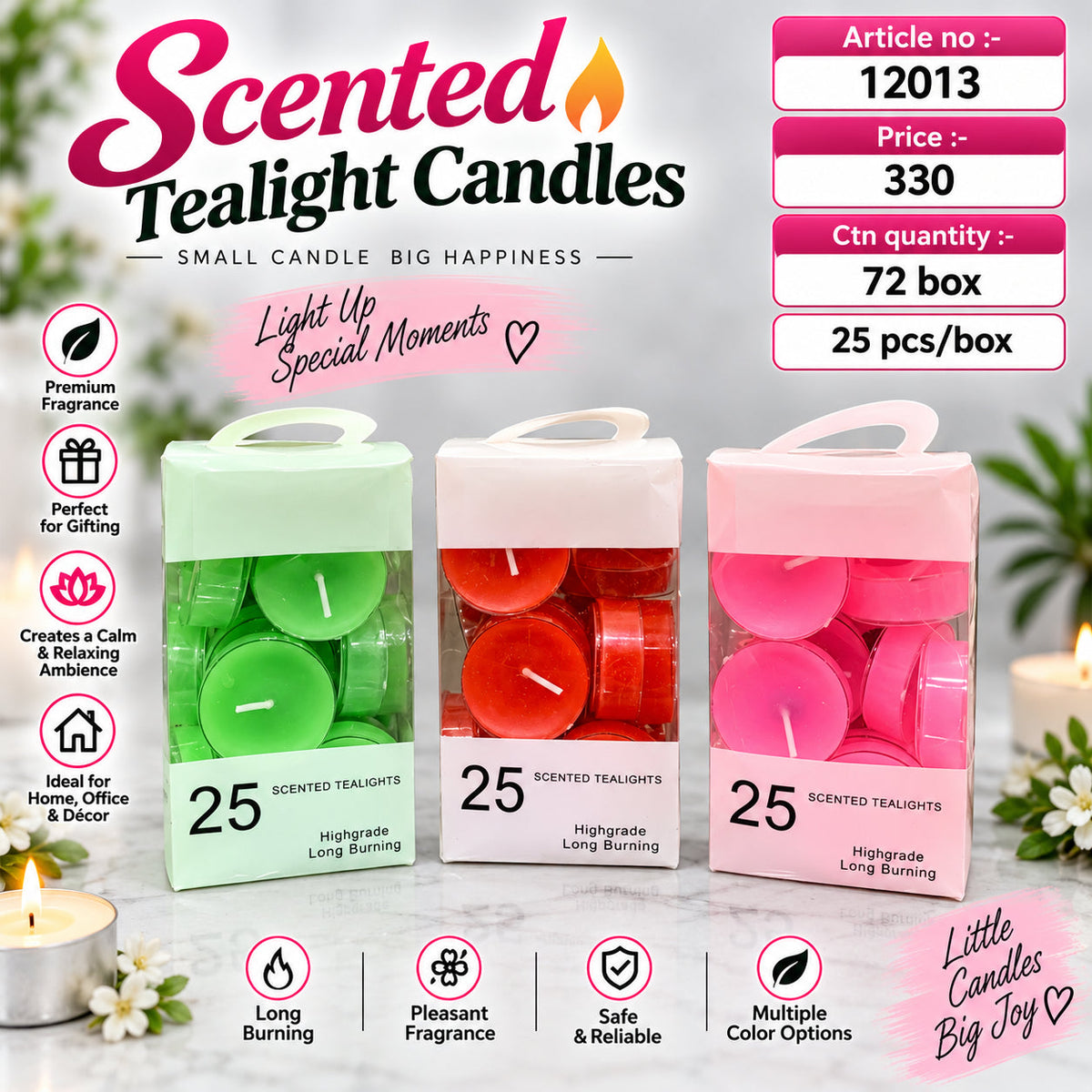 Scented Tealight Candles Pack of 75