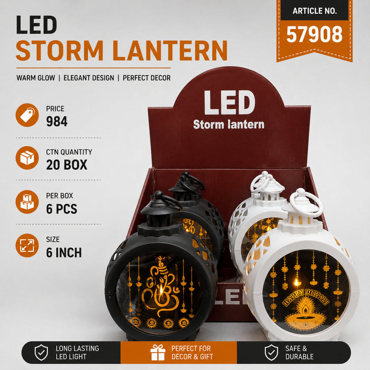 LED Storm Lantern (Single Piece)