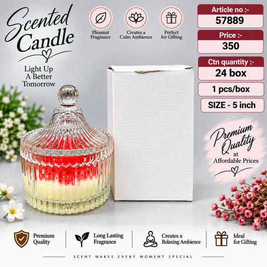 Ribbed Glass Jar Scented Candle Pack of 3