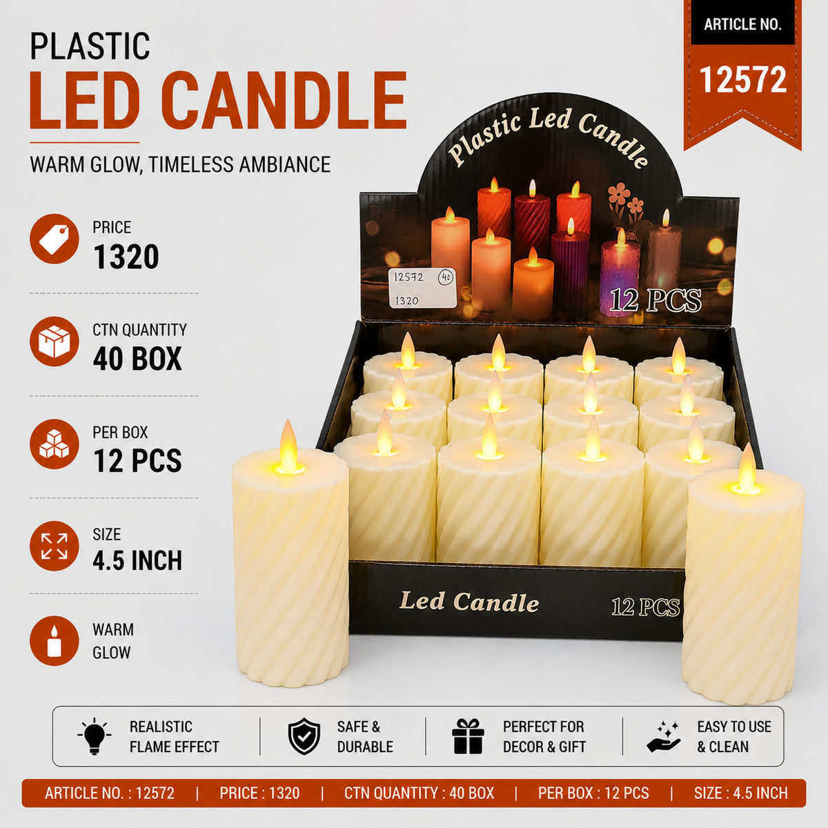 Plastic LED Candle Pack of 24