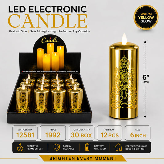 Golden Goddess Motif LED Candle Pack of 24
