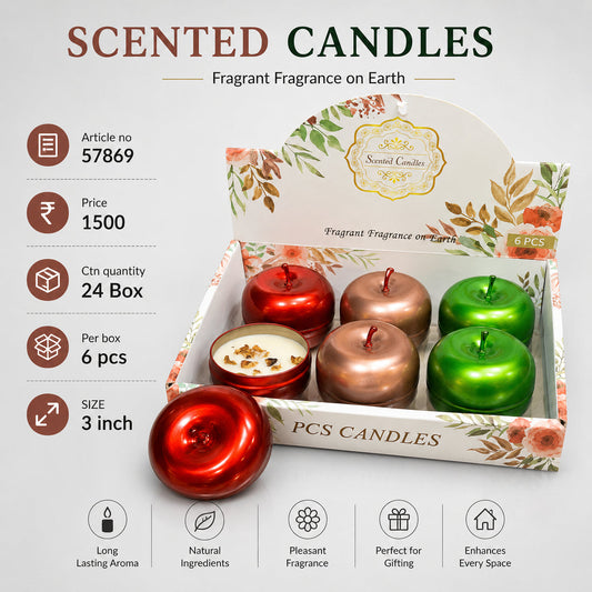 Metallic Apple-Shaped Scented Candles Pack of 12