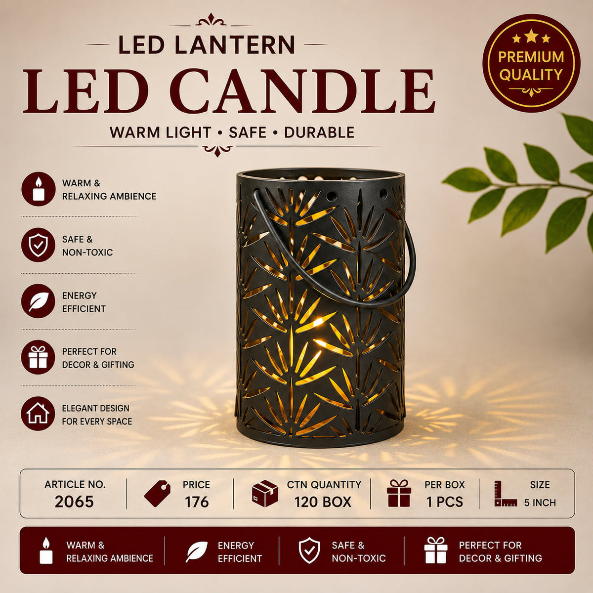 Decorative LED Lantern Candle Pack of 6