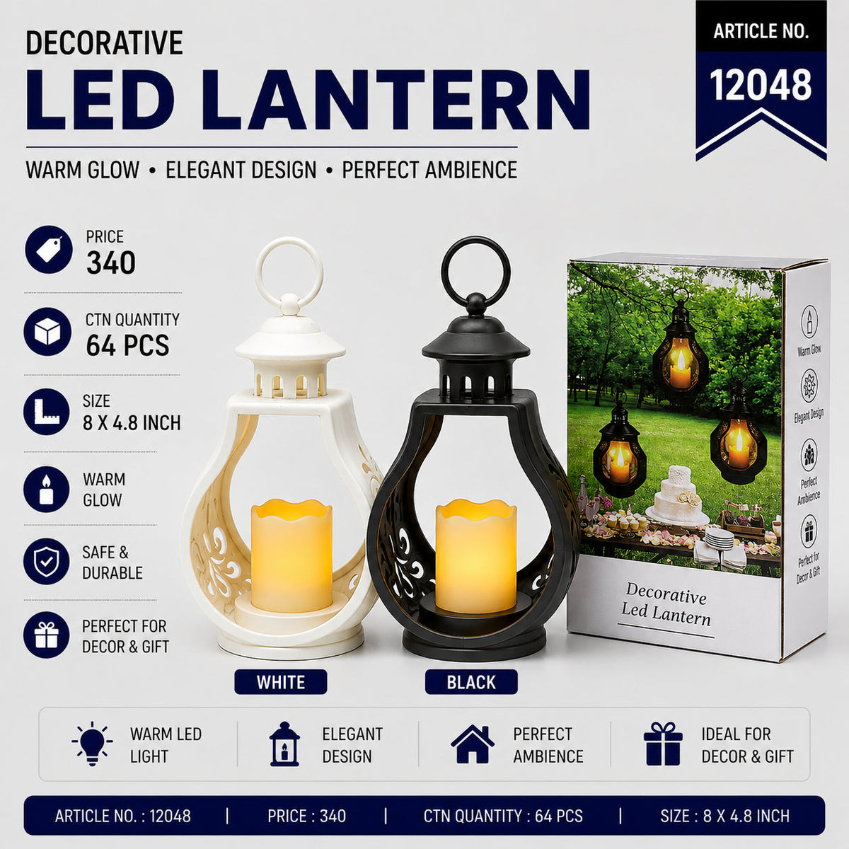 Decorative LED Lantern Pack of 3