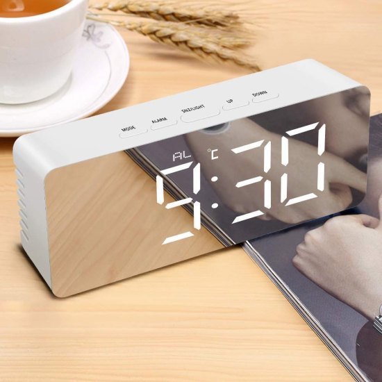 Digital Mirror Clock LED Display Alarm Cock