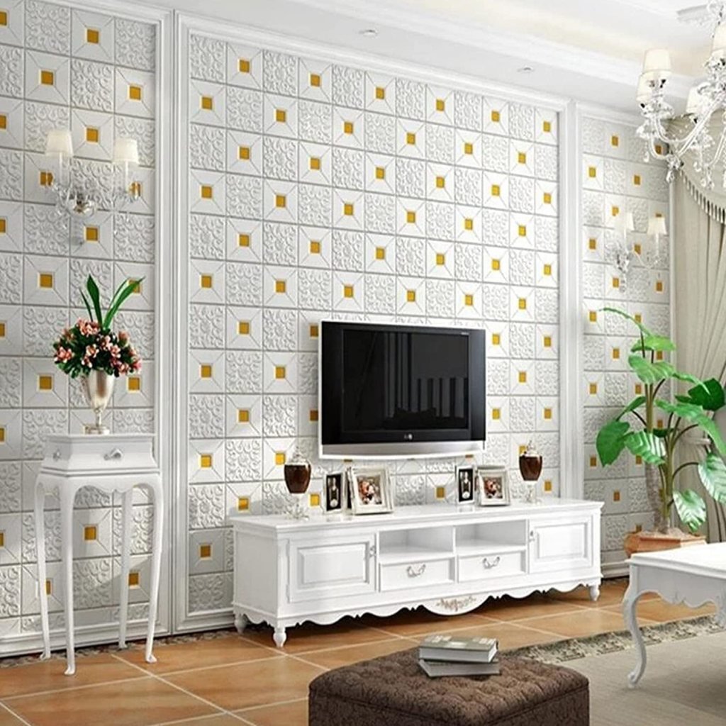 Golden tikdi 3D Brick Foam Wallpaper