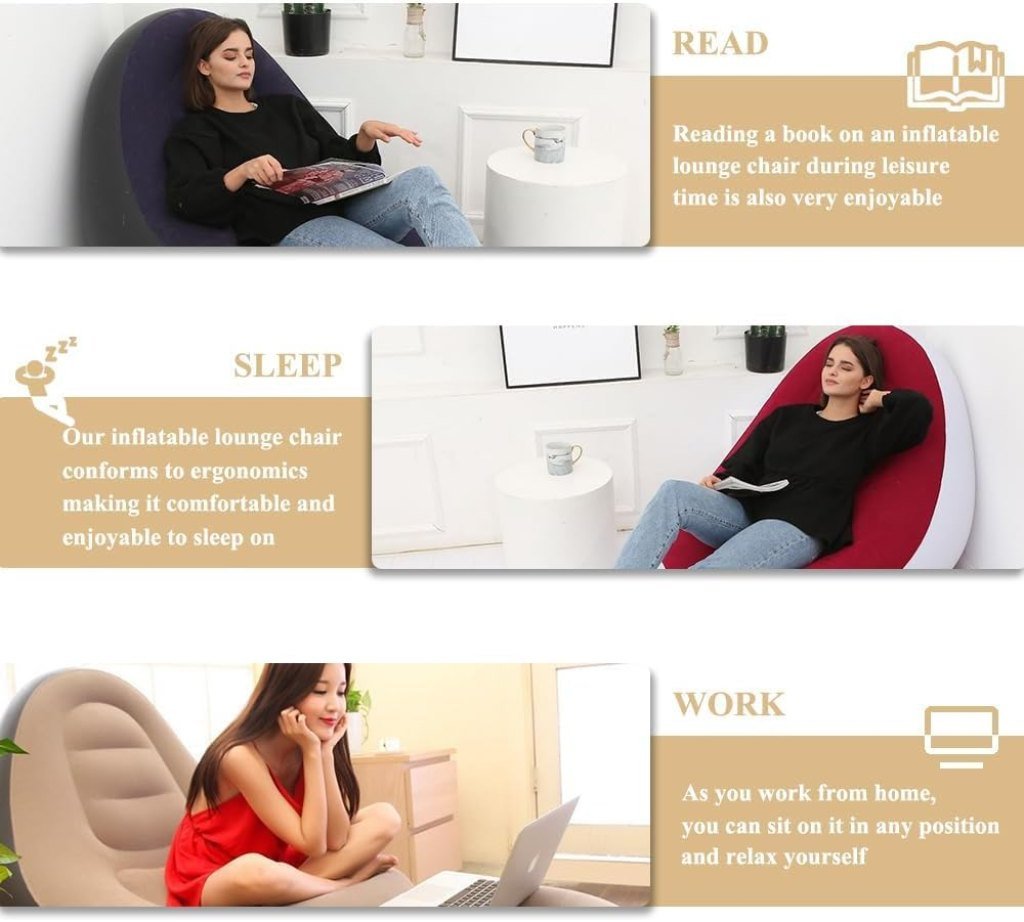 Inflatable Chair Lazy Sofa With Footrest