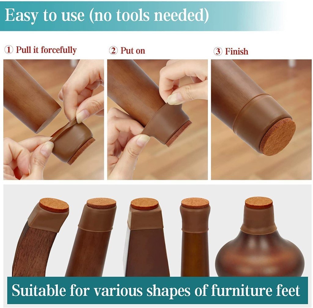 1pcs Silicone Anti Slip Chair Leg Cover with Pad
