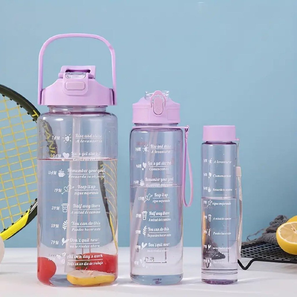 Transparent Motivational Timer Bottle set of 3