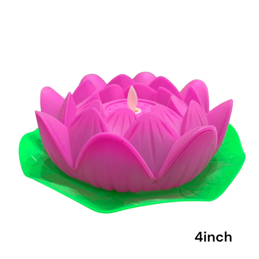 Lotus Flower LED Candle with Leaf Stand Pack of 3