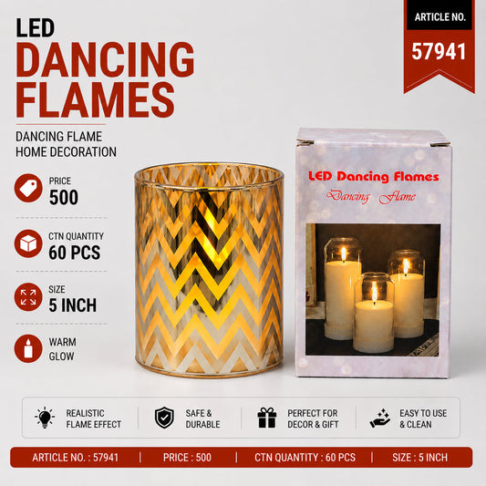 Chevron LED Dancing Flame Candle Lantern Pack of 3
